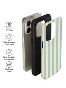 1pc Minimalist Artistic Colorful Striped Pattern Glossy 2-In-1 Phirim Case Full Coverage Hard Phone Shell Compatible With Samsung/ 11/12/13/14/15/16/17 Pro Max - Multicolor - View 5