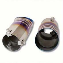 Auspuffendrohr mit 6,5 cm Durchmesser (2,6 Zoll), D-förmiges, schräges, gerades Design aus Edelstahl mit einem Auslass, Heckendverkleidung, hochwertiges universelles Tuningteil für Autos und Motorräder, Zubehör zur optischen Aufwertung des Exterieurs