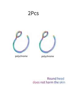 1个/2个/3个/5个装假鼻环，仿鼻钉饰品，8毫米，也适用于假唇环、鼻环套装、假唇环、唇钉，适合日常和派对佩戴 - 彩色 - 查看 18