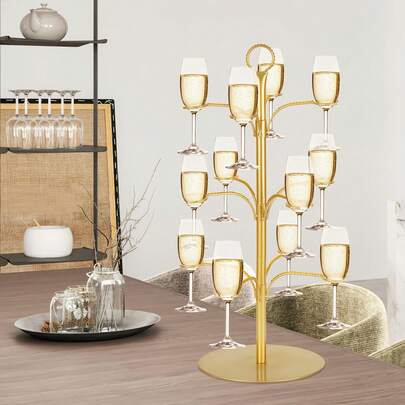 鸡尾酒杯树形架，适用于香槟塔式酒杯架，餐厅装饰品，适用于香槟杯、鸡尾酒杯、马提尼杯，适合婚礼、酒吧派对活动