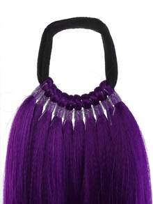 18-32 Inch Purple Synthetic Straight Hair Extension With Hair Tie, Suitable For Women & Girls Daily, Party, Cosplay And Other Occasions - Purple - View 7