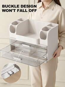 Makeup Organizer, Countertop Organizer With 2 Large Drawers, Cosmetic Display Case With Brush Holders, Perfume Organizer, Skin Care Storage For Lotion, Lipsitck, Beauty Essential, Desk Office Supplies, White Bathroom Counter Organizer, Jewelry Organizer, Nail Polish Organizer, Pantry Organizers, Drawer Organizers, Snack Containers, Bathroom Organizer, Bath Toy Storage, Bathroom Decor, Bathroom Stuff Shower Curtain, Skincare Cream Perfume Lipstick Dresser Counter, Valentines Gift - 白色 - 查看 8