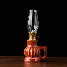 1pc Vintage Decorative Oil Lamp, Ceramic Base, Handle Design, Outdoor Oil Lamp, Suitable For Home Decor, Outdoor Lighting, Holiday Gift