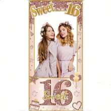 Sweet 16 Birthday Photo Frame Background, Rose Gold, 16th Birthday Party Photo Prop - Multicolor - View 6