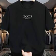 Men's Printed T-Shirt - Boos Lightweight Shirt With Regular Fit In Cotton Fabric For All Occasions And Seasons - 黑色 - 查看 1