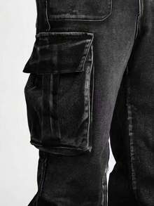 A Fashionable Men's Streetwear Denim Jeans - Dark Grey - View 6