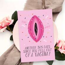 1pc Funny Creative Birthday Greeting Card, Witty Pun Text Design, Suitable For Brother, Man, Husband - Multicolor - View 2