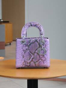 2025 Fashionable New Women's Handbag, Elegant Lady Tote Bag, Crocodile & Snake Gradient Design, Embossed Rhinestone Buckle, Versatile For Work And Daily Use - Multicolor - View 4