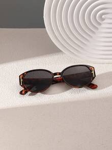 1 Pair Women's Retro Oval Frame Polycarbonate Temples Fashion Glasses, Versatile Style, Outdoor Protection - Multicolor - View 6