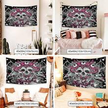 1Pc 2D Flat AtawLege Skull Tapestry With  Skeleton Eyes, Goth Snake,  Flowers, Large Horror Demon Design Halloween Wall Hanging ,Peach Skin,100% Polyester,Single-Sided Printing,Machine Wash,For Living Room, Bedroom,Indoor And Outdoor, Loft, Study, Tea Room, Balcony, Bay Window, Restaurant, Cafe,Fall Decor,Halloween Decorations - Kiểu 1 - Xem 6