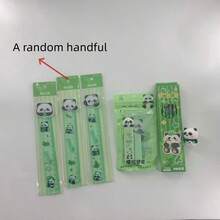 4 pezzi Set di cancelleria a tema panda carino (matita, righello, temperamatite, gomma), forniture per disegno e scrittura per studenti - Multicolore - Visualizzare 11