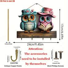 2D Flat, 1pc Cute Wooden Multifunctional House-Shaped Key Holder With 4 Metal Hooks, Suitable For Wall Decor, Porch Decor, Room Decor, Villa Decor, Home Decor All Seasons, 2D Flat - Multicolor - View 18