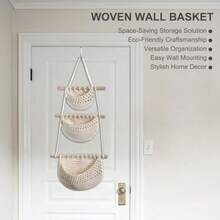 Hanging Baskets for Organizing 3-Tier Decorative Cotton Rope Hanging Baskets Wall-Mounted Woven Storage Organizer Bag for Batoom Kitchen Bedroom - Colores surtidos - Ver 6