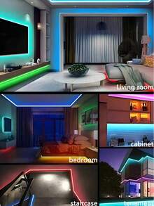 1pc USB Powered Bluetooth LED Light Strip, App Controlled Undismantled Color Changing Lights, Suitable For Home Decor, Holiday Decoration, Computer & TV Backlight, 65ft LED Strip Lights, Bedroom, Button Control - Multicolor Light - View 8