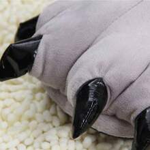 Unisex Paw Claw Slippers Funny Animal Plush Costume Shoes Plush Fuzzy Warm Home House Shoes Slipper Indoor - 中+灰色 - 查看 3