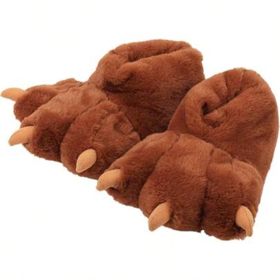 Women Plush Animal Paw Slippers Funny Novelty Bear Claw Slippers Cozy Furry Warm Foam Slippers Gifts Halloween