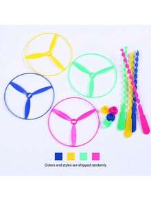 40 pièces/paquet Libellule en bambou colorée volante, jouet volant en plastique à pousser, faveurs de fête d'anniversaire, cadeaux de remplissage, couleur aléatoire (1/10/40 pièces) - Couleur aléatoire - Voir 6