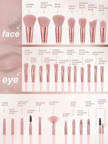 70pcs Complete Makeup Brush Set Including 30 Makeup Brushes (Powder Brush, Blush Brush, Highlighter Brush, Eyeshadow Brush), Makeup Sponge (6 Makeup Sponge For Liquid Makeup, 6 Mini Makeup Sponges, 12 Finger Makeup Sponges), 6 Triangle Powder Puffs, 1 Eyelash Curler, 1 Makeup Brush Cleaning Bowl,Giveaways,Professional Makeup Brushes,Complete Makeup Set - Pink - View 3