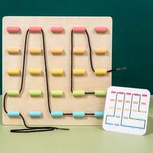 木製教育穿線遊戲，適用於手眼協調及幼兒教育校園、學生、文具、學用品 - 彩色 - 查看 4