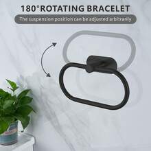 1pc Self-Adhesive Towel Ring, Stainless Steel Oval Towel Holder, Modern Towel Hook Without Drilling, Suitable For Bathroom, Kitchen - Multicolor - View 4