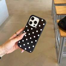 简约亲肤黑白波点手机壳，兼容苹果17 Pro Max、16 Pro Max、15 Pro、14、13，可爱时尚，女生必备 - 黑與白 - 查看 1