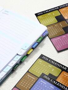 2026 Self-Adhesive Label Stickers Index Stickers Diary Classification Stickers, 2 Sheets 12 Labels, 12 Months 12 Labels, Calendar Stickers Monthly Index Labels For Planner, Diary, Notebook, Bookmark, Schedule Labels - Multicolor - View 3