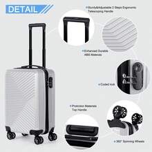 20-Inch Lightweight Hardshell ABS Carry-On Luggage - 4 Colors, TSA Lock & Smooth Wheels, Perfect For Business Travel & Trips - Style a Silver - View 1