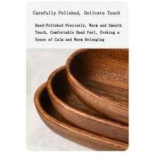 胡桃木水果盘，实木圆形沙拉碗，餐盘，碟子，家用水果盘，木托盘 - 棕色 - 查看 11