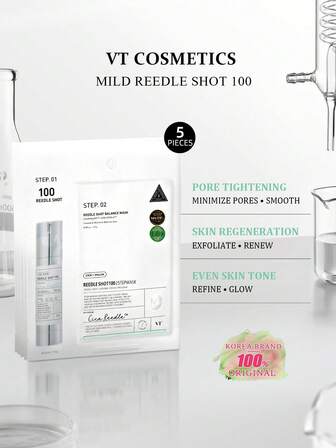 VT 5ชิ้น มาส์กหน้าไมโครคริสตัลแบบ Dual-Effect, สกินแคร์ 2 ขั้นตอน, ไมโครคริสตัลถ่านไม้ไผ่ & เจลใส, เหมาะสำหรับผิวมันและเป็นสิวง่าย, ทำความสะอาดรูขุมขนอย่างล้ำลึก, ควบคุมความมัน, รักษาสิว, สกินแคร์เกาหลี, 1.5 กรัม*5/0.25 ออนซ์+25 กรัม*5/0.88 ออนซ์