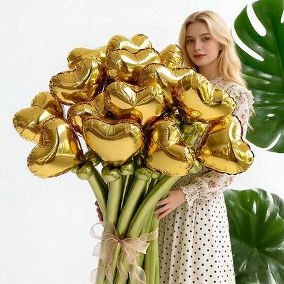 30pcs Heart-Shaped Balloon Bouquet Set, Red & Green Latex DIY Long Balloons, Magic Balloons For Birthday Party Proposal Decor, Anniversary Decor, Romantic Atmosphere Decoration