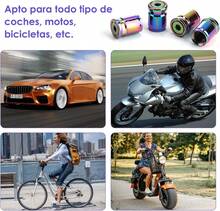 Owlbud Juego de 4 Tapones para Llantas Antirrobo Valvulas Llantas Universales Protección Ideal para Coche, Camioneta Motocicleta Bicicleta Cubre Válvulas de Aluminio De Color - negro - Ver 5