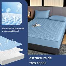 AMOROSA 1Pieza Cubre Colchón Ajustable Elástico(No Incluye Funda de Almohada)para Cama Matrimonial(135*190cm )/King(200*190cm ) Suave y Cómodo Protector de Colchón Sábana Matrimonial, Sábana King para Decoración de Hogar-Envío Local Rápido-Azul - Azul celeste - Ver 2