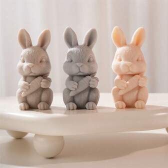 Easter Rabbit Hold Carrot Silicone Mold Bunny Resin Silicone Mould Soy Wax Mould Easter Home Decoration Rabbit Candle Mold