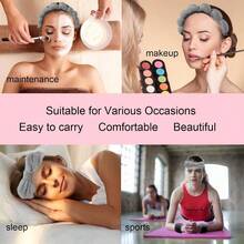 - Juego de 4 diademas y muequeras de spa, accesorios reutilizables para maquillaje y cuidado de la piel para lavado, prevenir el desbordamiento de lquidos, para mujeres y nias - Gris - Ver 3
