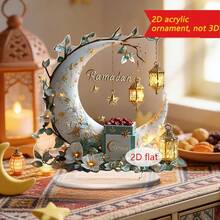 1/3pcs Set Crescent Moon Lantern Pattern Desktop Decor, 2D Acrylic Multifunctional Stand, Suitable For Arabic Festivals, Home And Desktop Decoration, Islamic Party Supplies - Multicolor - View 3