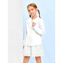 Collar Shirt Classic Long Sleeve Button Down Uniform Shirts Soft Blouse Tops - 9-10 Years + White - View 5