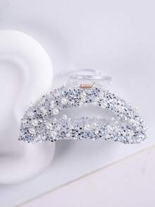 مشبك شعر على شكل هلال مرصع بالراين بألوان متعددة للنساء، اكسسوارات شعر أنيقة للاستخدام اليومي - فضي - مشاهدة 4