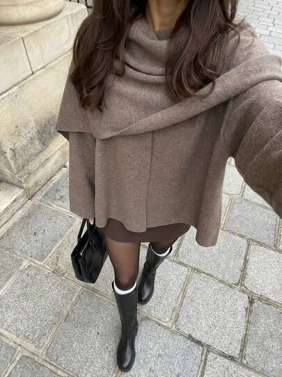 Buzzelle 宽松披肩领长袖短针织开衫，秋冬季