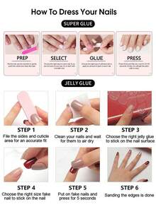 288片（12种混合色）亮面短椭圆马卡龙色美甲贴纸，夏季美甲，蓝色、粉色、浅紫色、黄色，亚克力按压式美甲贴片，杏仁形完美贴合亚克力假指甲套装，适合女性和女孩日常、派对等场合。 - 彩色 - 查看 4