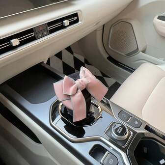 Funda para palanca de cambios de coche con moño decorativo - Protector de freno de mano de poliéster negro, mejora el estilo interior, apto para la mayoría de los coches manuales, Funda para palanca de cambios de coche