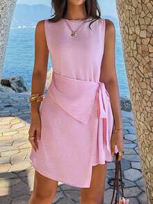 Ladies' Spring And Summer Holidays, Dating, Music Festivals, Mother's Day, Easter, Hanging Necklaces, Elegant Short Skirts. - Pink - View 1