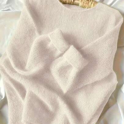 Einfarbiger Lässig Pullover