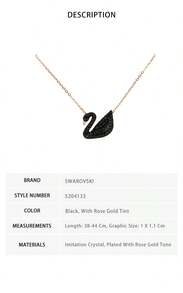 Swarovski Swan Necklace For Ladies 5204133 - Black 5204133 - View 7