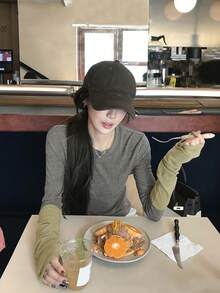 Jersey de cuello alto con diseño de bloques de color, para mujer, gris, para otoño/invierno y primavera casual - Gris - Ver 1