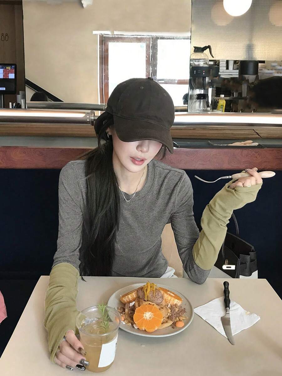 Jersey de cuello alto con diseño de bloques de color, para mujer, gris, para otoño/invierno y primavera casual - Gris - Ver 1