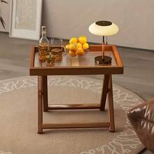 便携式咖啡桌，桌面及抛光框架 - 节省空间的折叠设计，紧凑型桌面，适合室内/室外使用，现代波西米亚风格，是小型公寓、阳台、露台、客厅的理想之选 - 采用耐用材料制成 - 彩色 - 查看 3