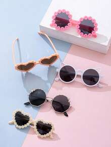 Set de 5 piezas - Juego de gafas de moda para niños, gafas con estilo de margarita lindas, gafas con tema de margarita fresca, gafas con estilo de orejas de gato - Multicolor - Ver 9