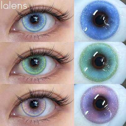  Lalens 1 Pair 12-Month Disposable - Small Pupil Blue Contacts, UV Protection Magnifying Lens, 14.20mm Diameter, 8.6mm Base Curve, Suitable For Light Brown And Dark Brown Eyes, Y2K Fashion Cosplay Contacts, Essential For Autumn/Winter Parties, New Birthday/Christmas Gift For Women And Girls