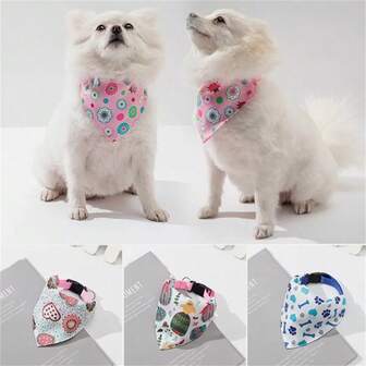 1pc Soft Adjustable Printed Pet Bandana Collar With Towels Buckle,Triangle Towels Washable Bibs Scarf Adjustable Bandanas Printed Dog Collar Pet Accessories For Small And Medium Large Dogs, Pet Accessory