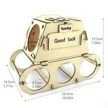 1pc Wooden Beer Holder Tank Shaped DIY Handmade Display Stand, Creative Desktop Decor, Kitchen Beverage Storage Rack - Multicolor - View 2